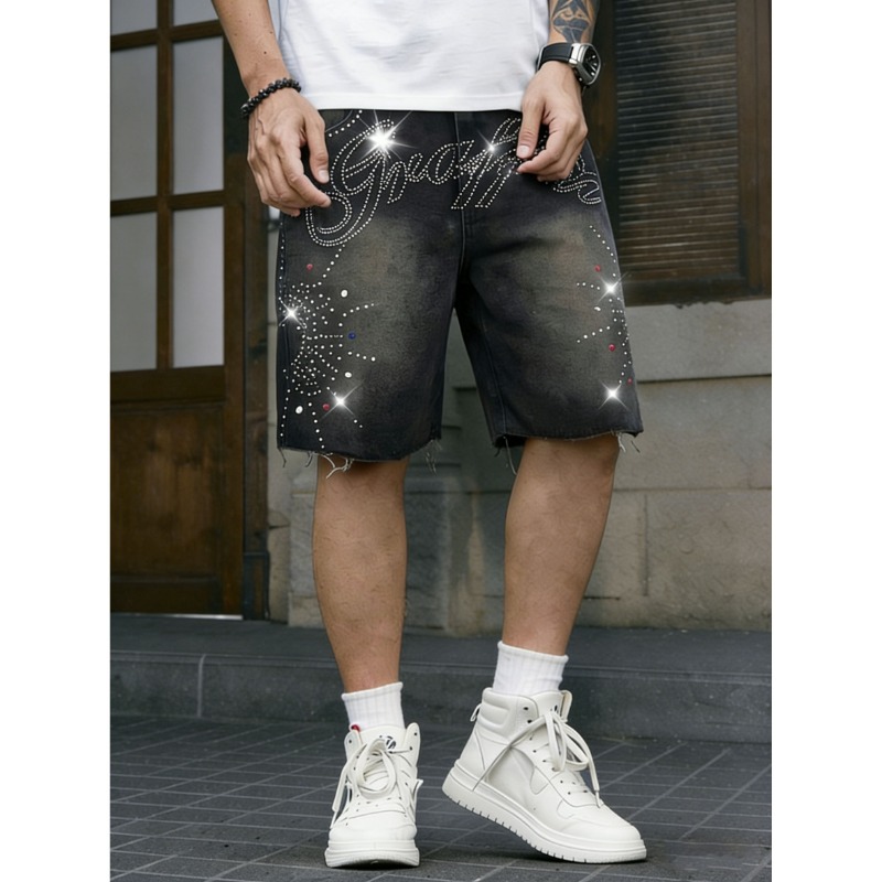 Shorts Denim Frayed - Мужские джинсовые шорты в американском уличном
