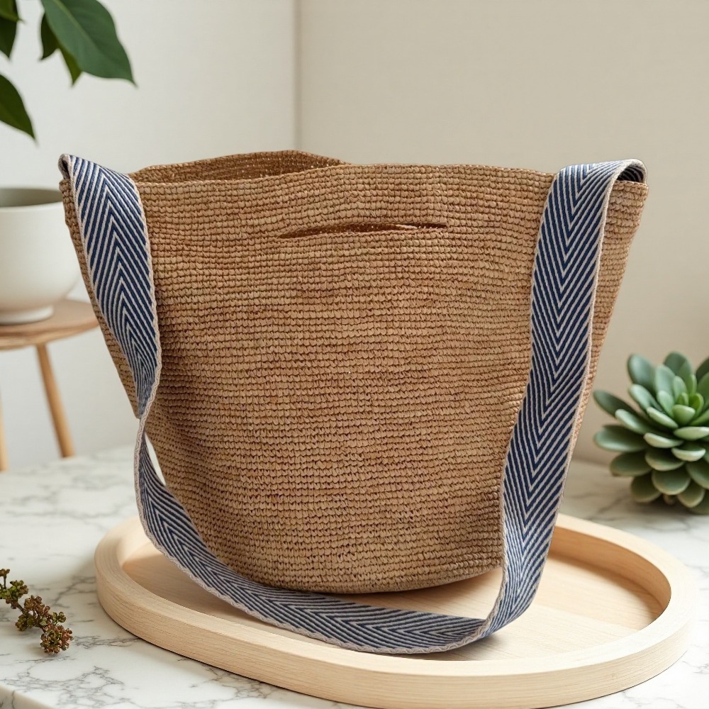 Crochet Bag Raffia - Новая женская сумка-ведро из рафии «Радуга»
