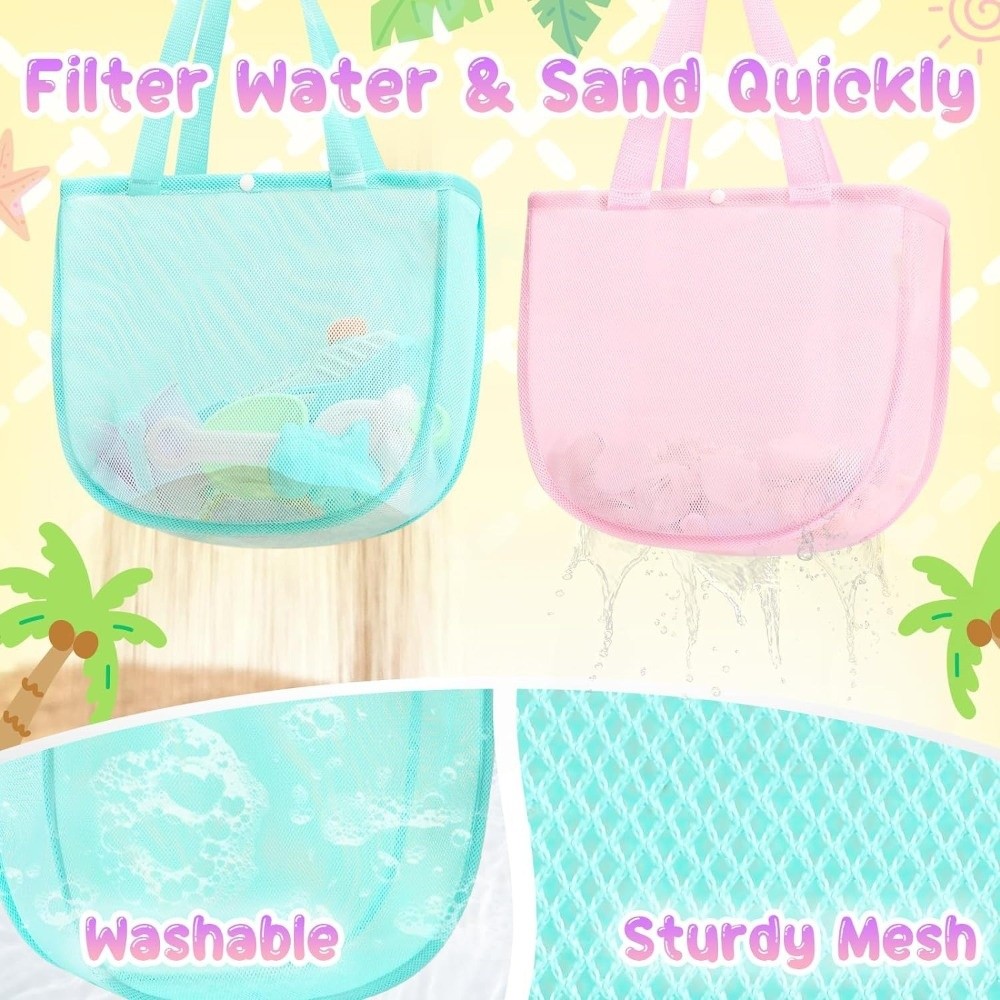 Tote Bag Beach - Легкая однотонная сетчатая сумка Dopamine, большая